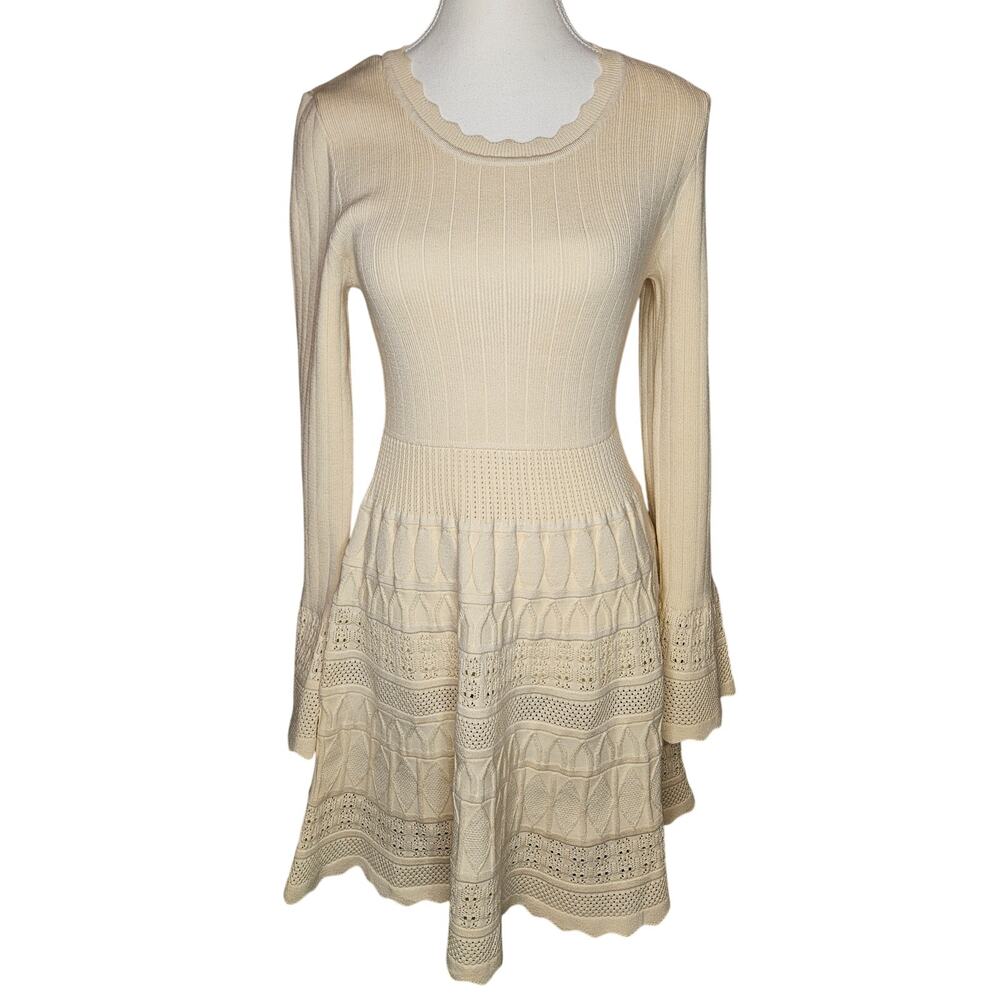 Cream Willow & Wind -M- Sweater Dress 26" Bust Stretchy Material! 33" Length H7